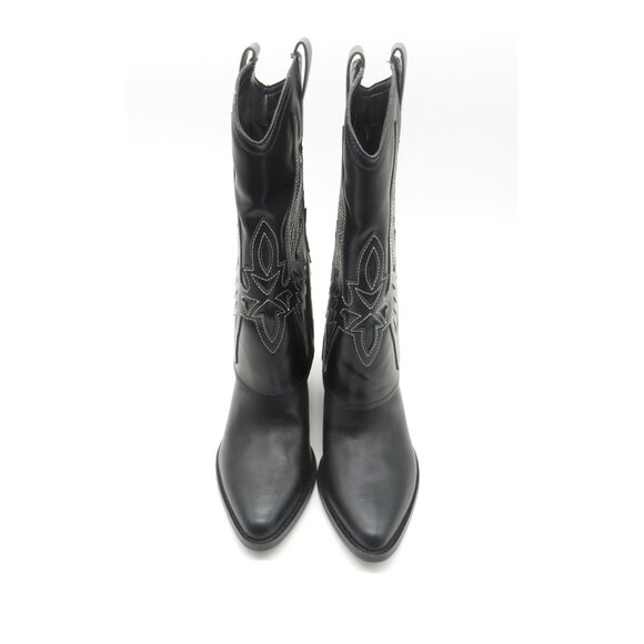 Nine West Women's Black Cowboy Boot Embroidered Wings Florals Size 6.5 NEW - Picture 2 of 7